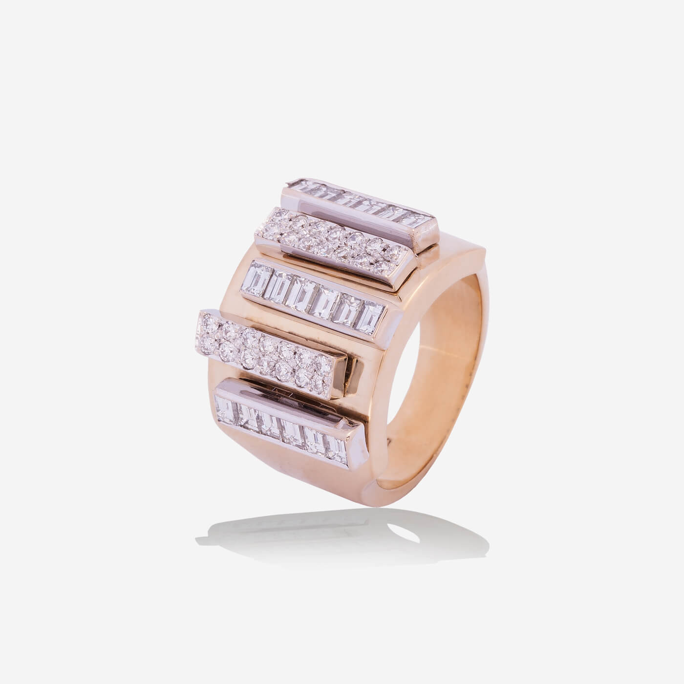 Multifunctional Yellow & White Gold Ring With Diamonds - Ref: RY04775