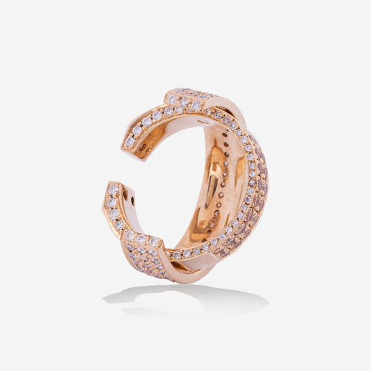Multi Functional Rotating Yellow Gold Ring With Diamonds - Ref: RY06294