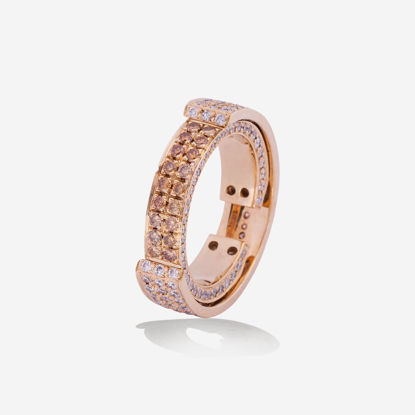 Multi Functional Rotating Yellow Gold Ring With Diamonds - Ref: RY06294