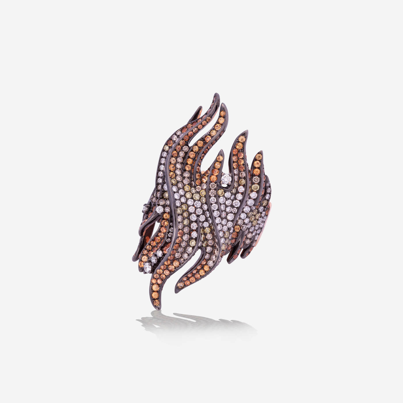 Rose Gold Flame With Diamonds Ring - Ref: RY07875