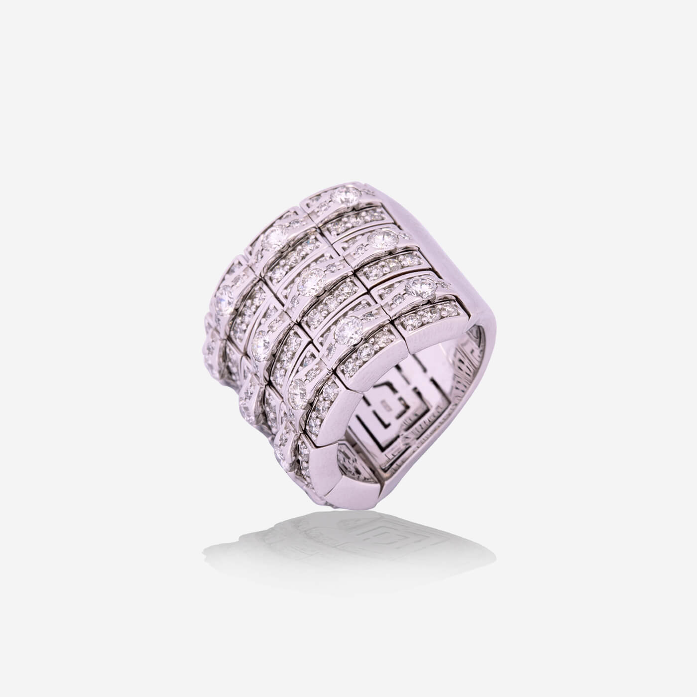 White Gold 3 Rows Diamonds Ring - Ref: RY07112
