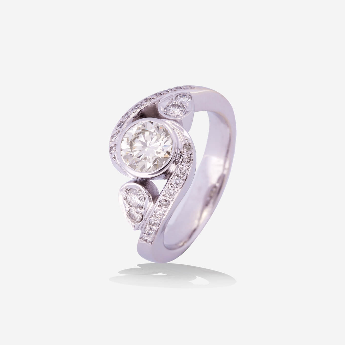 White Gold 3 Round Diamonds Ring - Ref: RY04497