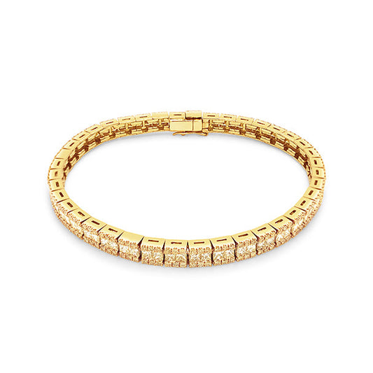 Elegant 14k Gold Tennis Bracelet with Yellow Sapphires and White Diamonds