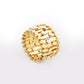 Zoom, Half Round Scattered White Diamonds Yellow Gold