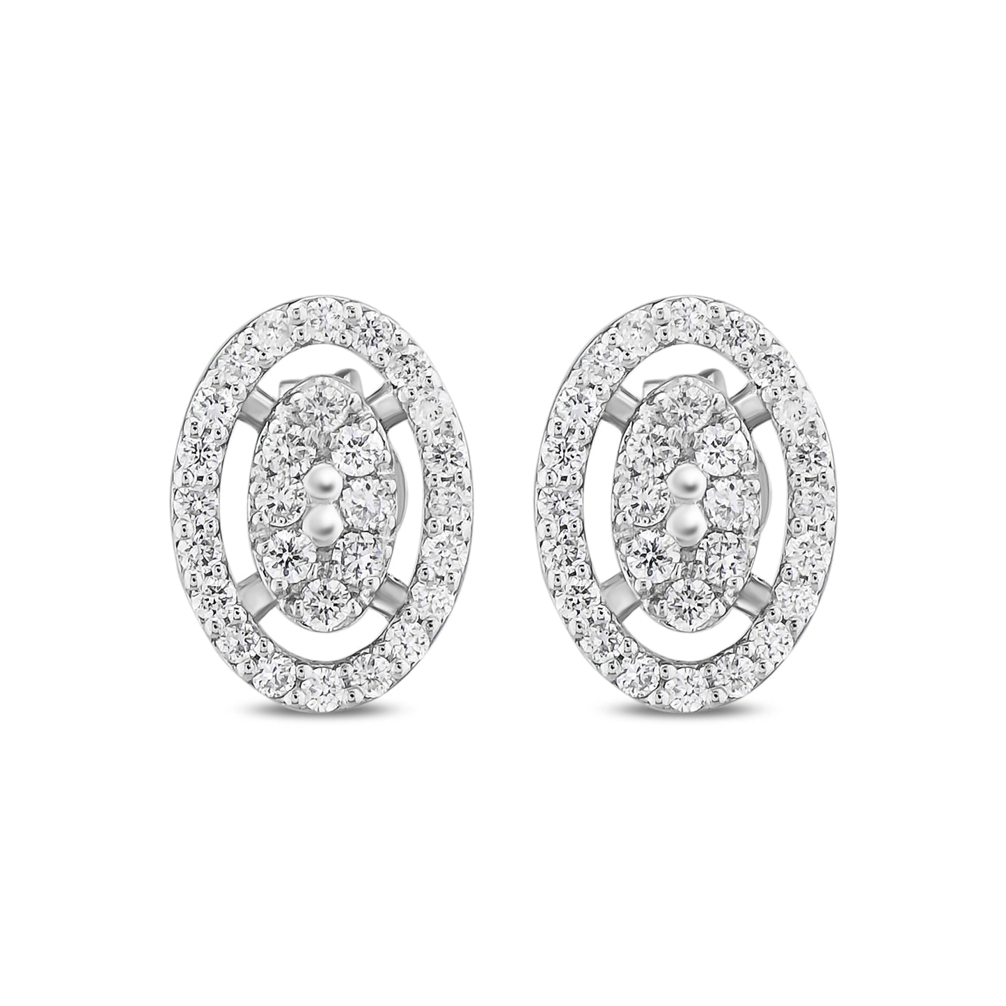 OVAL PAVE DIAMOND  STUD EARRINGS