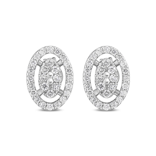 OVAL PAVE DIAMOND  STUD EARRINGS