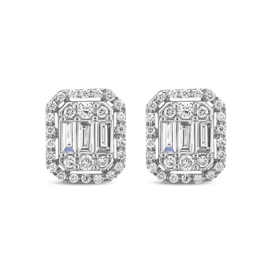 SQUARE BAGUETTE DIAMOND STUD EARRINGS