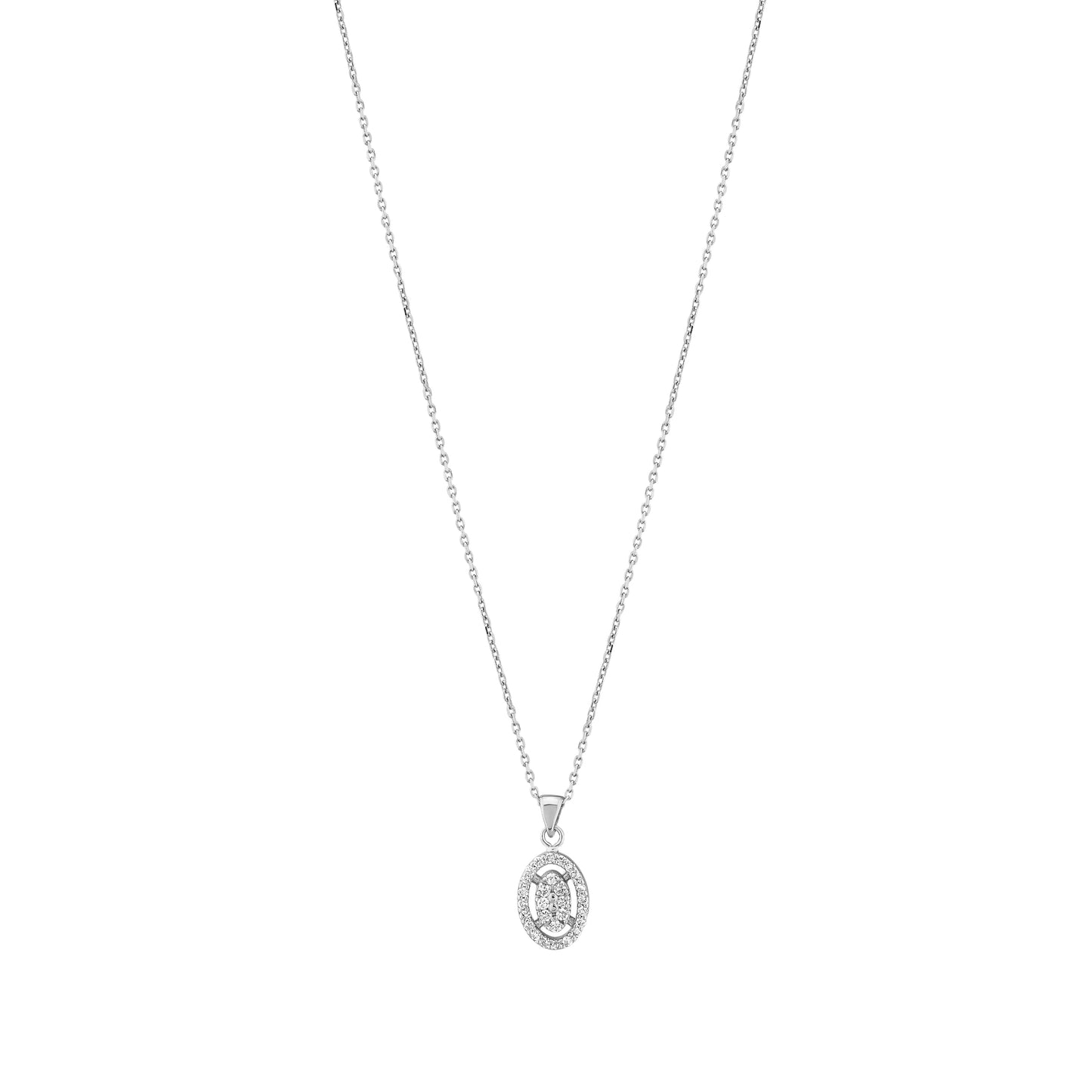 OVAL PAVE DIAMOND PENDANT NECKLACE