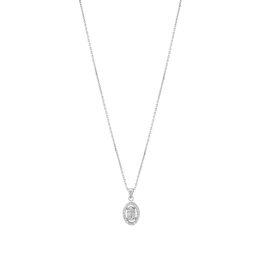 OVAL PAVE DIAMOND PENDANT NECKLACE