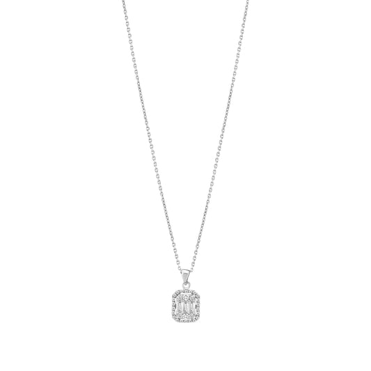 SQUARE BAGUETTE DIAMOND PENDANT NECKLACE