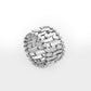 Zoom, Half Round Scattered White Diamonds White Gold