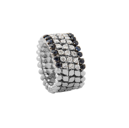 Zoom, Half Round Sapphire Edges White Gold