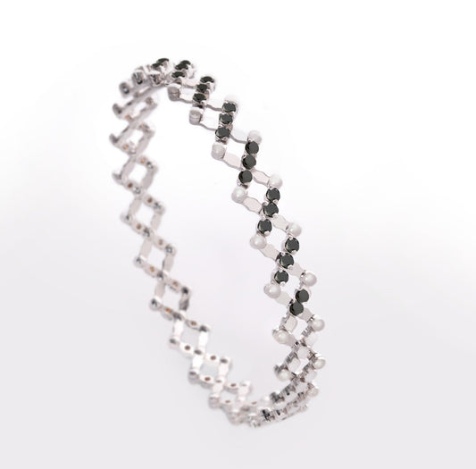 Zoom, Half Round Black Diamond White Gold