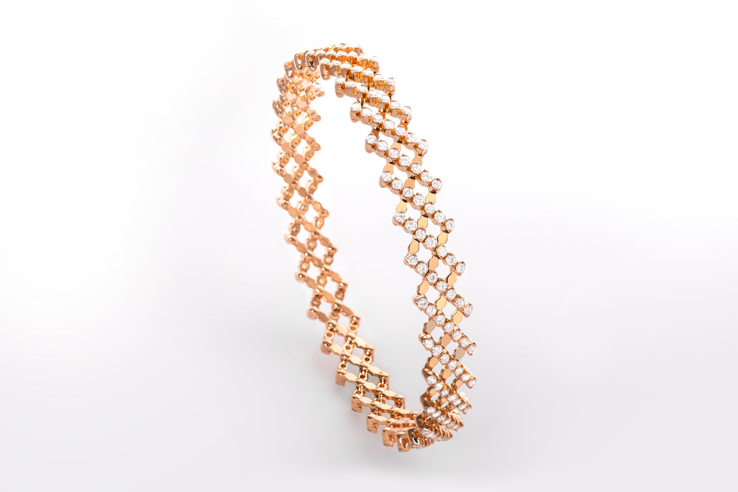 Zoom, Full Round White Diamonds Rose Gold