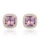 ROSE GOLD CUSHION PINK AMETHYST & DIAMOND CLUSTER EARRINGS