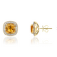 9K Yellow Gold Cushion Citrine & Diamond Cluster Earrings
