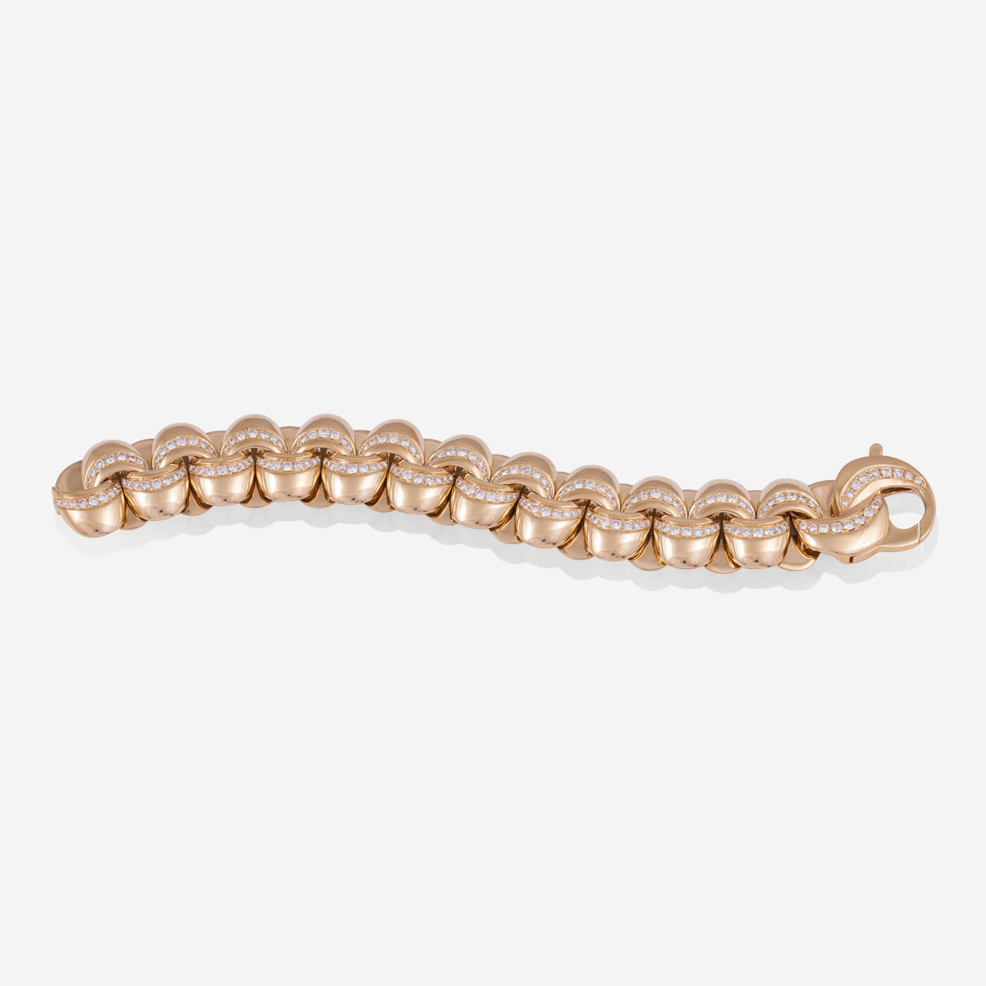 Yellow Gold With Diamonds Thick Links Bracelet - Ref: RB01694