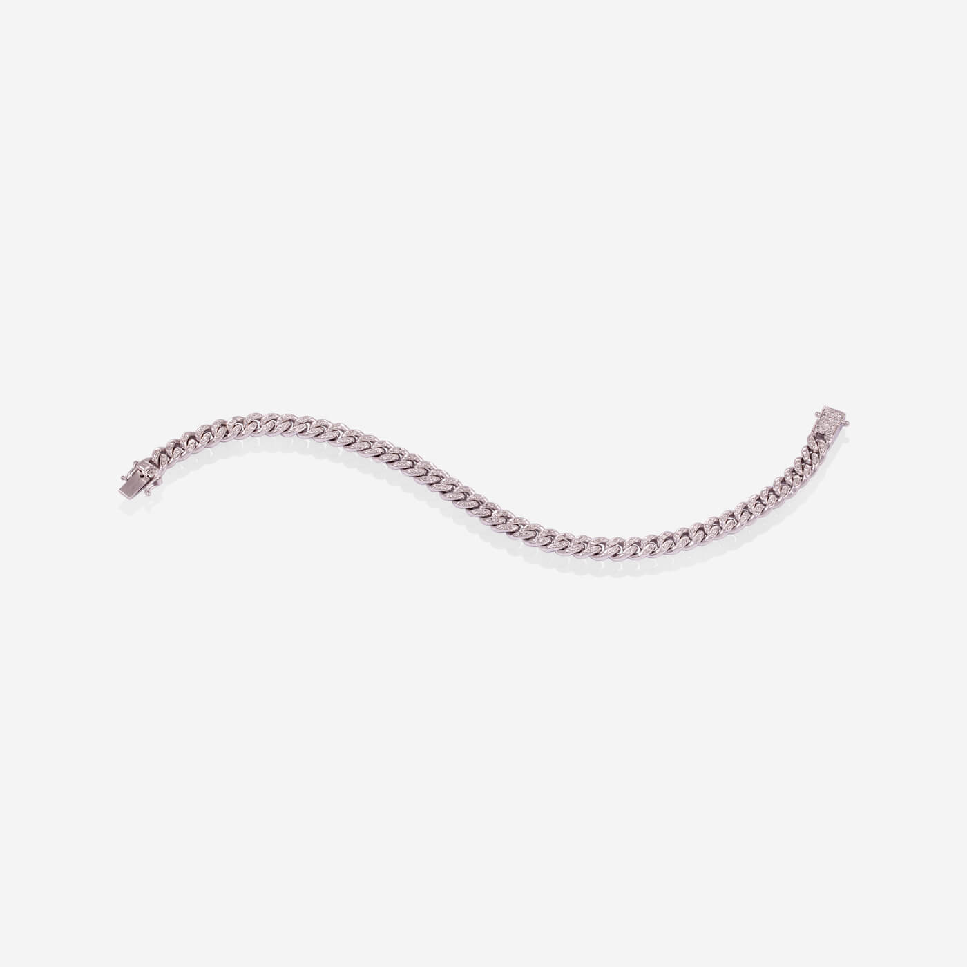 White Gold Chain With Pave Diamonds Bracelet - Ref: RB01654