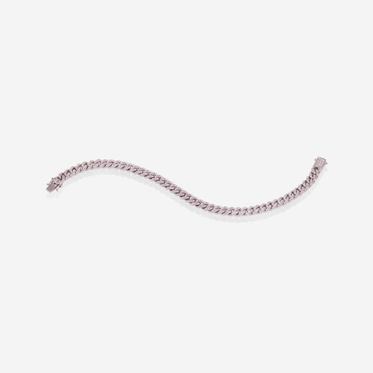 White Gold Chain With Pave Diamonds Bracelet - Ref: RB01654