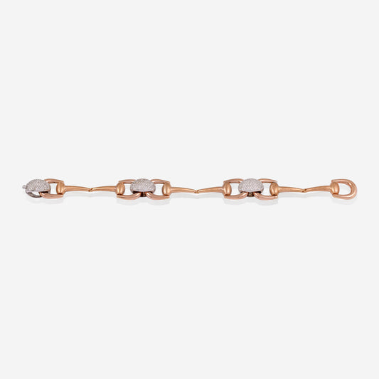 Rose Gold With White Gold Pave Diamonds Rings Bracelet - Ref: RB01115