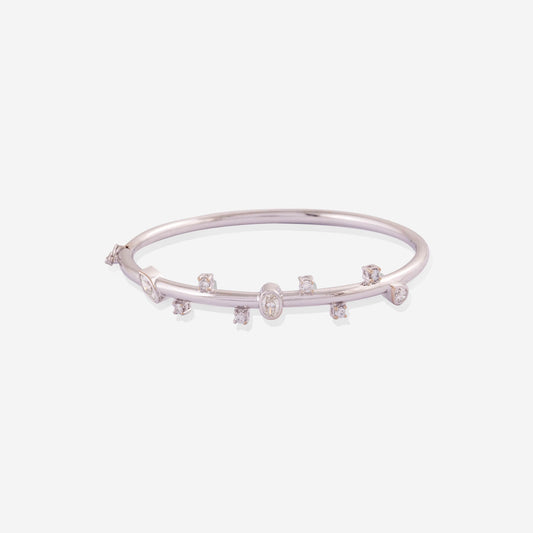 White Gold With Dots Diamonds Bangle - Ref: RB00989