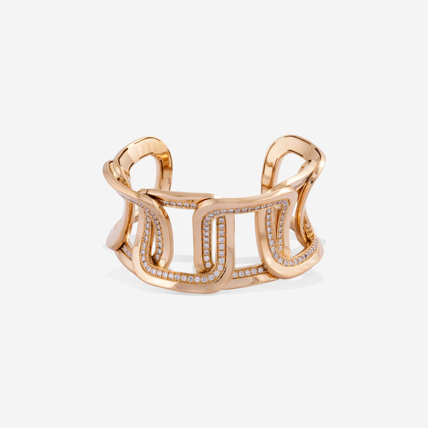 Rose Gold Squares in Squares With Diamonds Cuff - Ref: RB01689