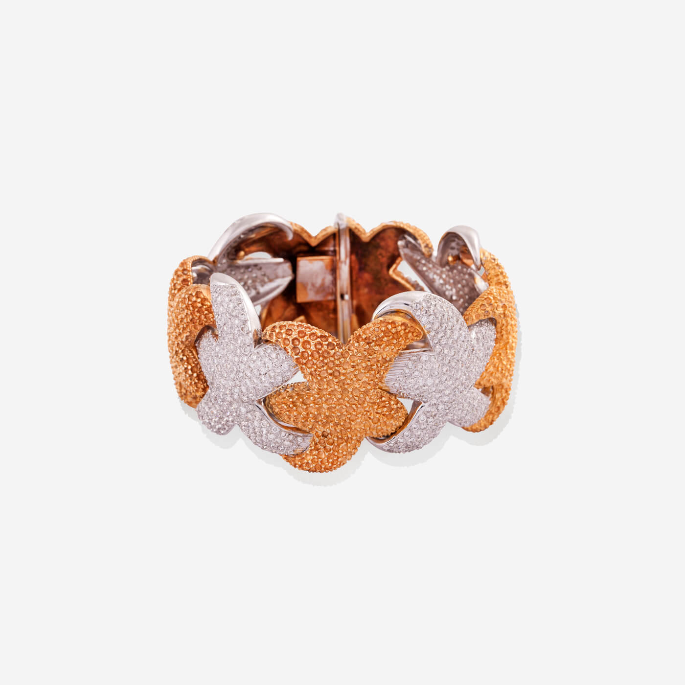 White & Rose Gold Starfish With Diamonds Bracelet - Ref: RB00080