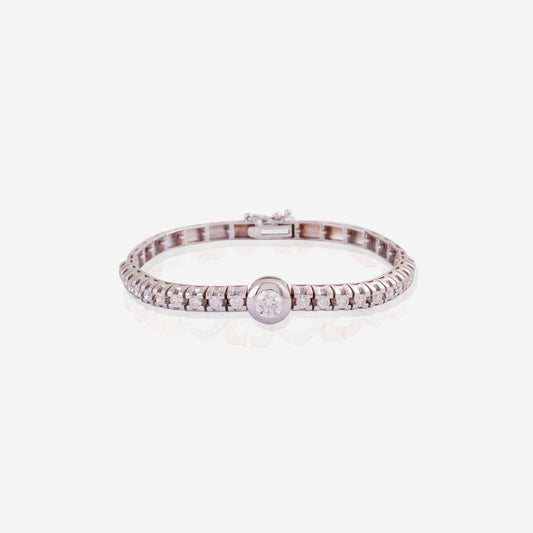 White Gold Round Middle Round With Diamonds Tennis Bracelet - Ref: RB01403