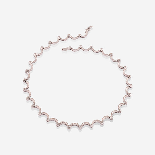 White Gold Crecents With Diamonds Necklace - Ref: G000472