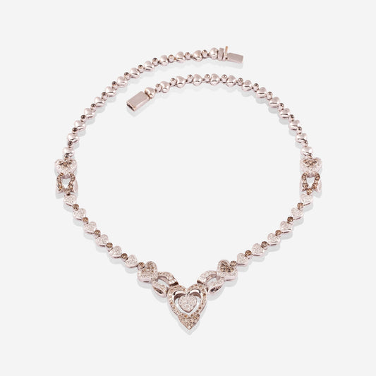 White Gold Heart framed Heart With Diamonds Necklace - Ref: RG00561