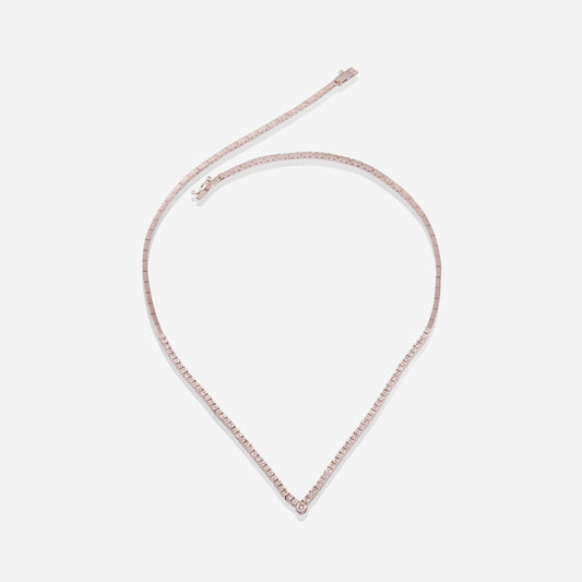 White Gold Round Diamond V Choker With Diamonds Necklace - Ref: KG00058