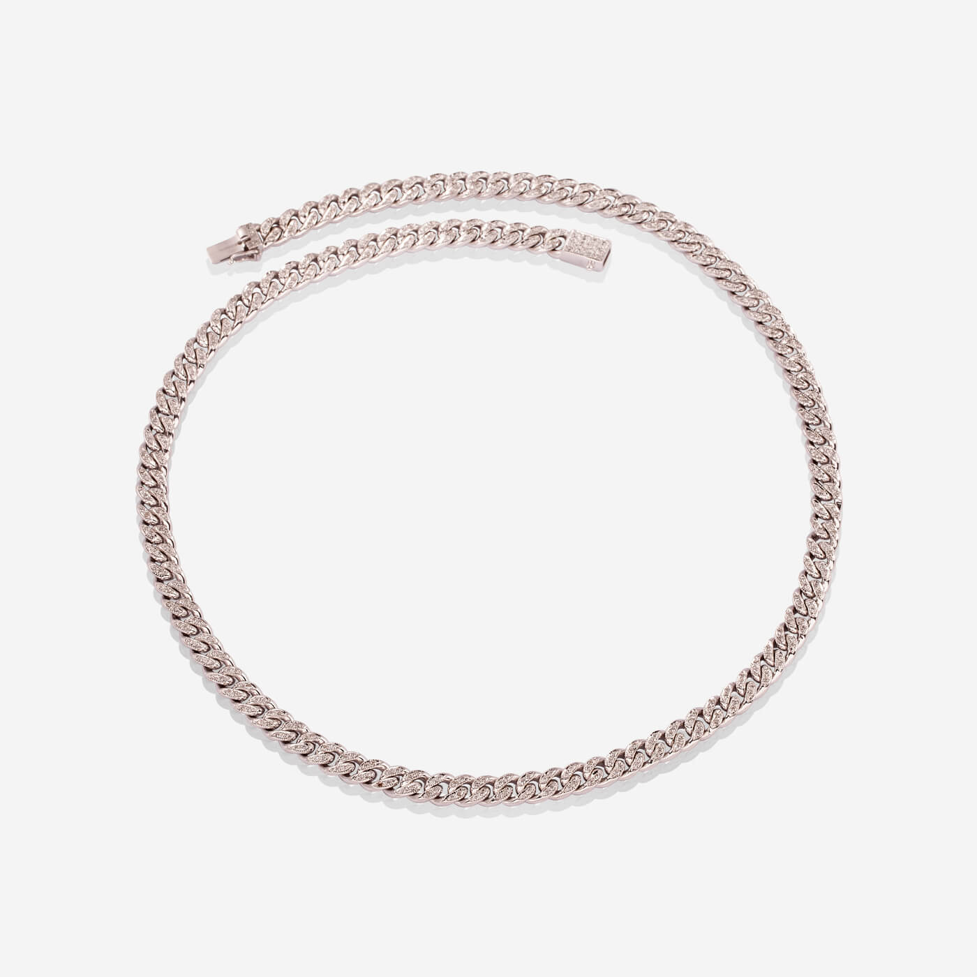 White Gold Chain Choker With Diamonds Necklace - Ref: RG03456