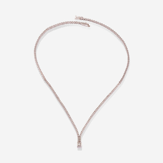 White Gold 1 Square Diamonds V Choker With Diamonds Necklace - Ref: RG03014