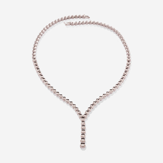 White Gold 1 Line Dangling Choker With Diamonds Necklace - Ref: RG02596