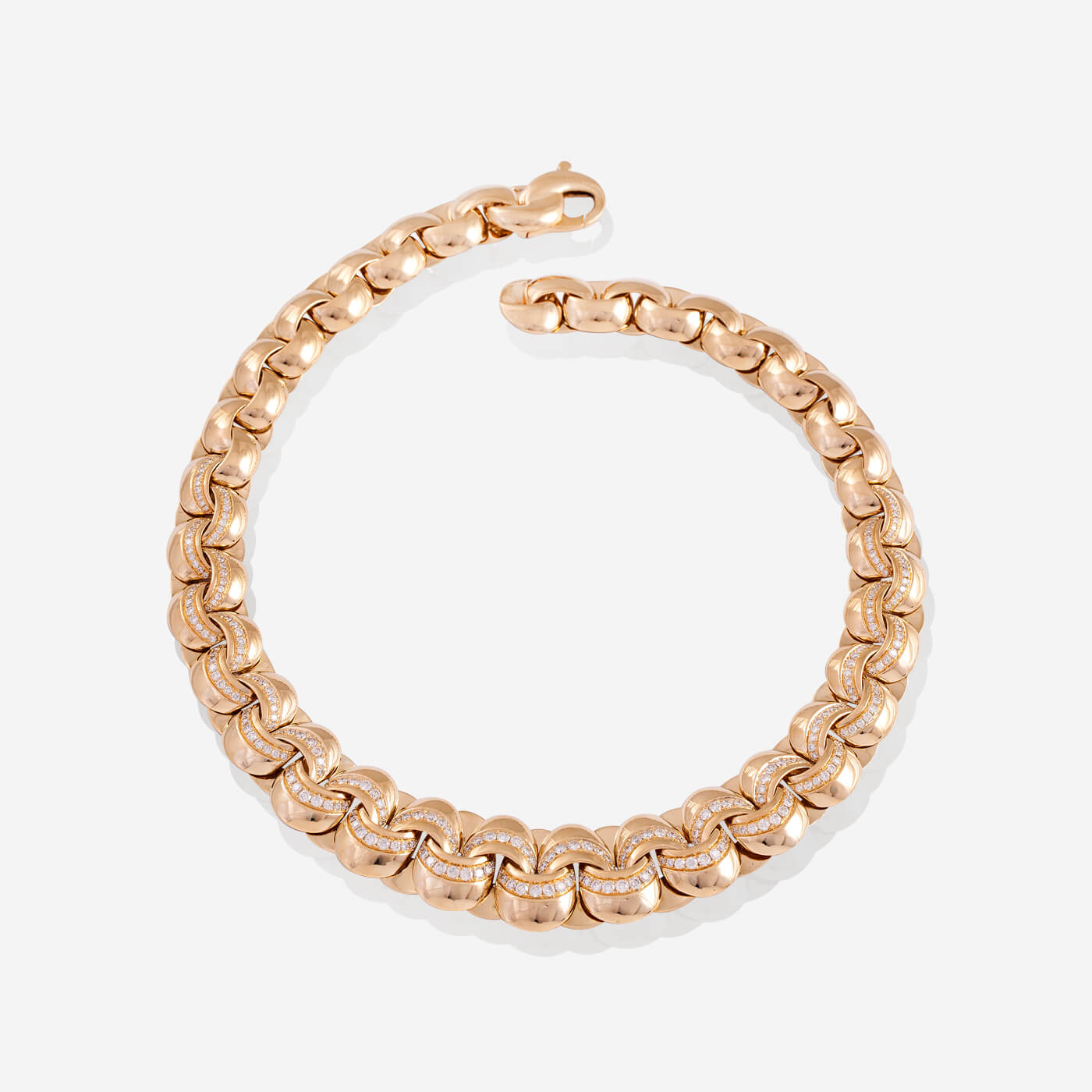 Rose Gold Interlinks With Diamonds Necklace - Ref: RG03540
