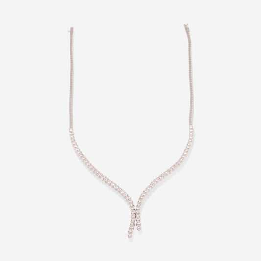 White Gold 2 Lines Diamonds Necklace - Ref: RG03018