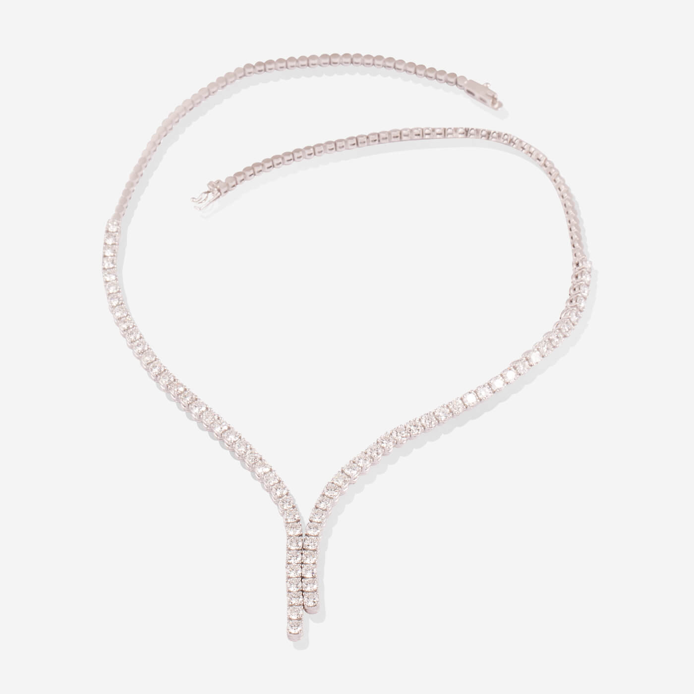 White Gold 2 Lines Diamonds Necklace - Ref: RG03018