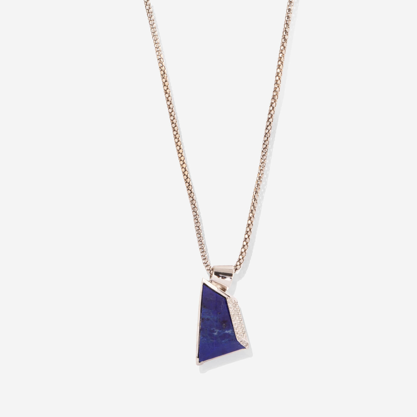 White Gold Quadrangle Lapis Lazuli With Diamonds Necklace - Ref: RG03389