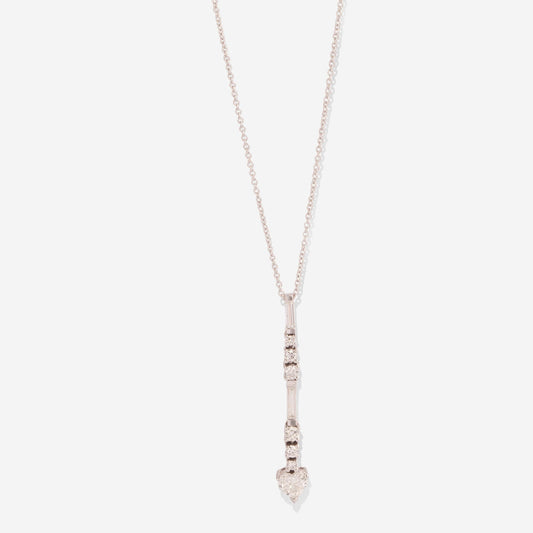 White Gold Dangling Heart Diamond Necklace - Ref: RG03115