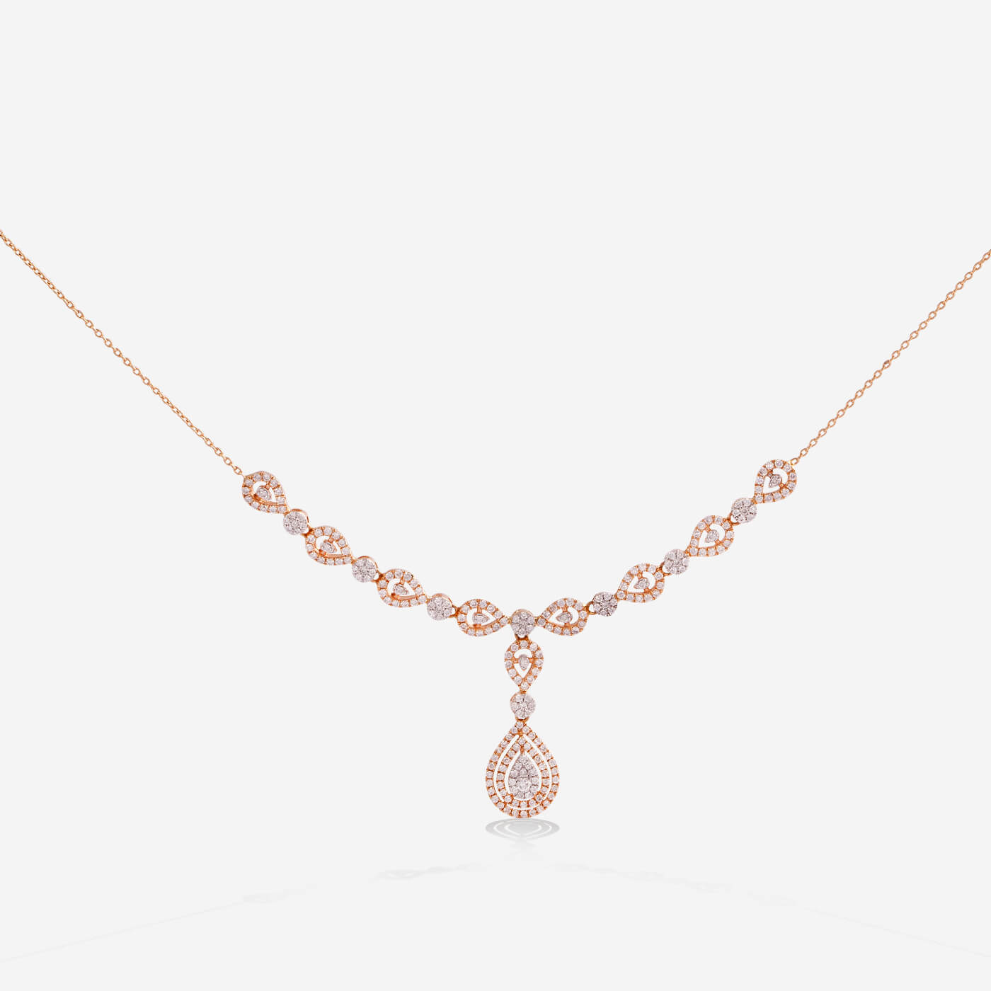 Rose Gold Drops With Diamonds Necklace - Ref: KG00011