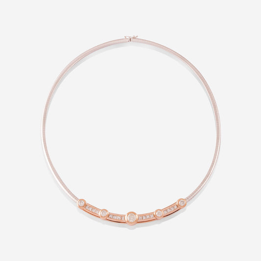 White Gold Choker With Rose Gold Line Diamonds  - Ref: RG04081