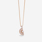 Multi Functional Full & Half Moon Yellow Gold Sapphire With Diamonds Necklace - Ref: RG03036
