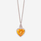 White Gold Heart Citrine With Diamonds Necklace - Ref: RG03188