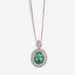 White Gold Elipse Green Tourmaline With Diamonds Necklace - Ref: RG02555