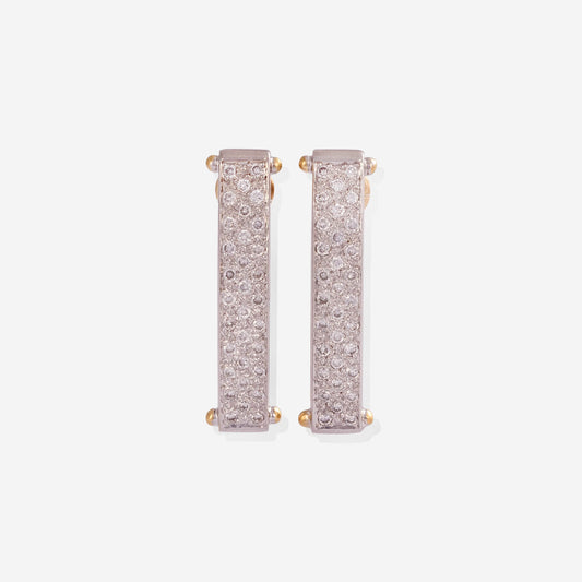 White Gold Rectangular With Diamonds Earrings - Ref: KK00025