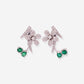 White Gold Flower Emeralds With Diamonds Earrings - Ref: KK00008