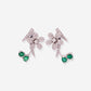 White Gold Flower Emeralds With Diamonds Earrings - Ref: KK00008