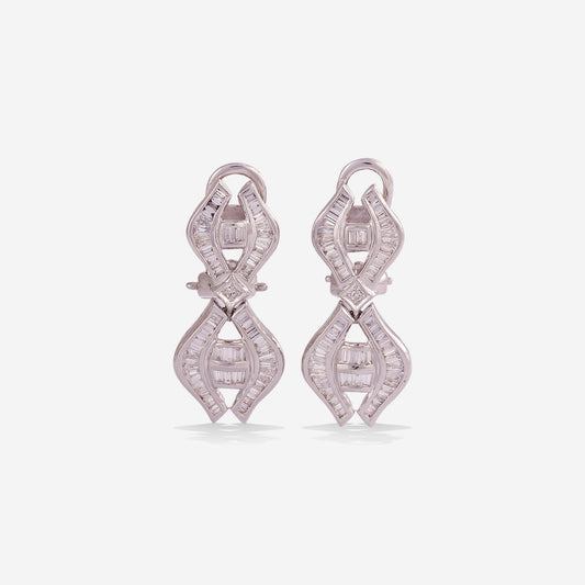 White Gold With Baguette Diamonds Earrings - Ref: K000403