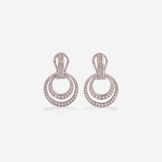 White Gold With Diamonds Circles Earrings - Ref: KK00020