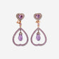 Yellow Gold Heart Amethysts With Diamonds Earrings - Ref: 3043EZ